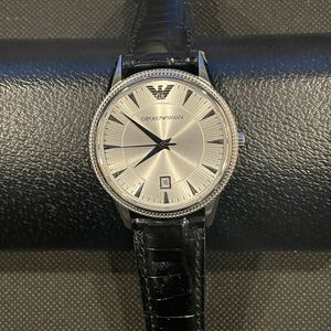 Emporio Armani 40 mm stainless steel watch with Black Strap